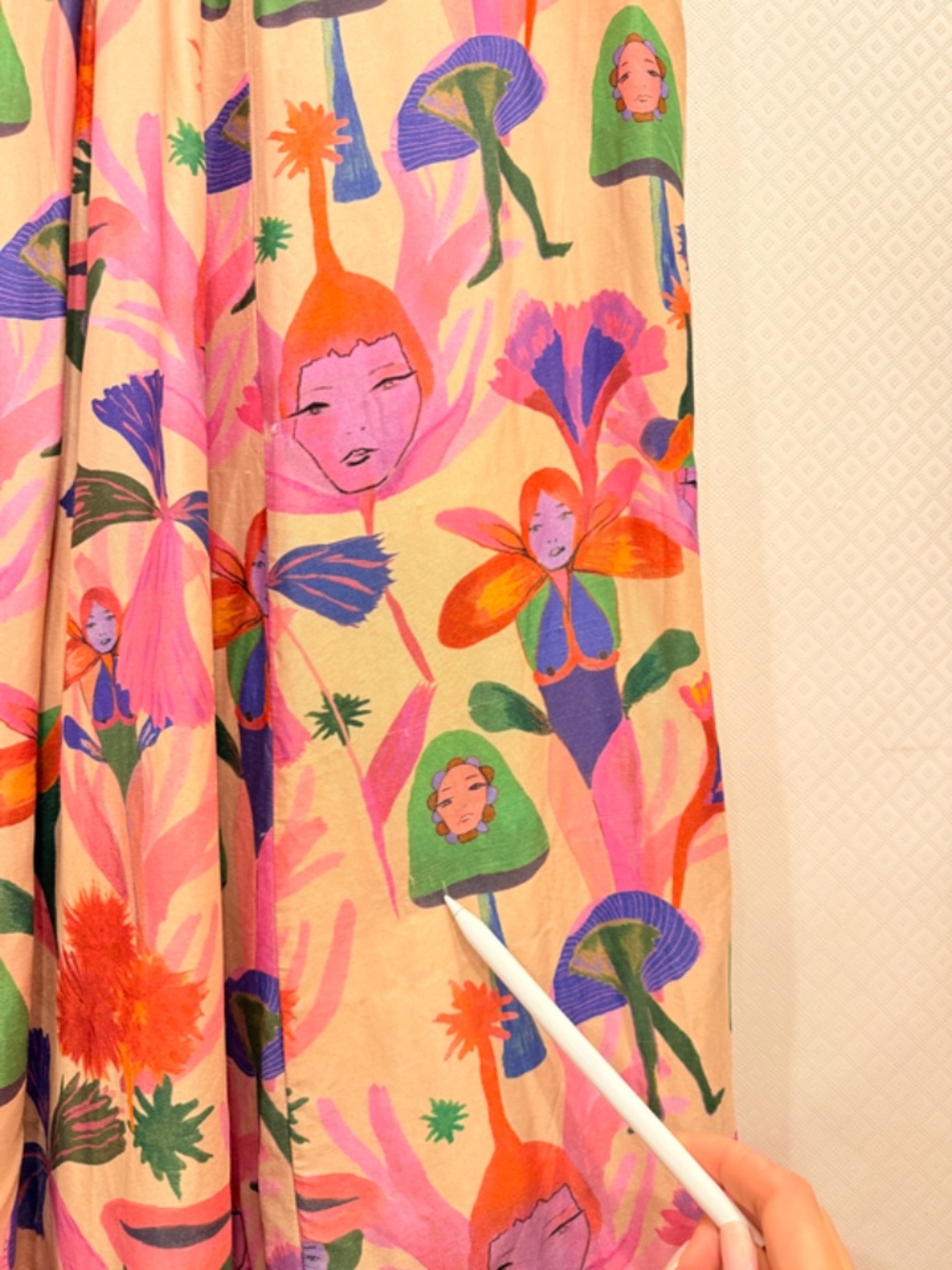 Farm Rio Fairies Sand Viscose Slip Midi Dress Boho Tropical Vacation Size Medium - Picture 4 of 16
